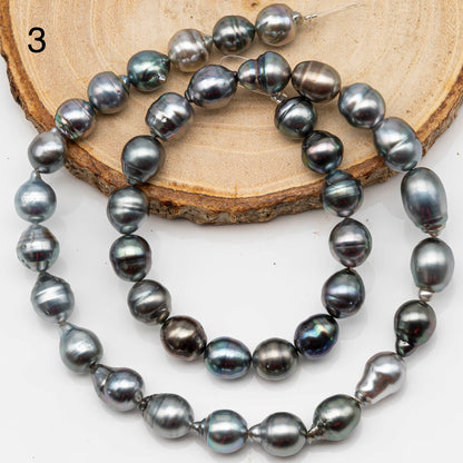 8-9mm Drop Tahitian Pearl in Full Strand with Silver Blue Natural Color and High Luster, With  Minor Blemishes, SKU # 2445T