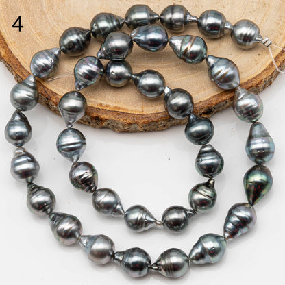 8-9mm Drop Tahitian Pearl in Full Strand with Silver Blue Natural Color and High Luster, With  Minor Blemishes, SKU # 2445T
