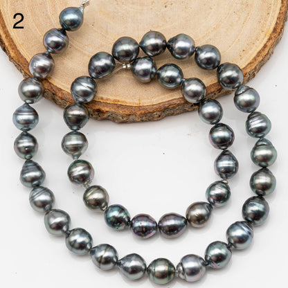 8-9mm Drop Tahitian Pearl in Full Strand with Gray and Blue Hue Natural Color and High Luster,  With  Minor Blemishes, SKU # 2446TH