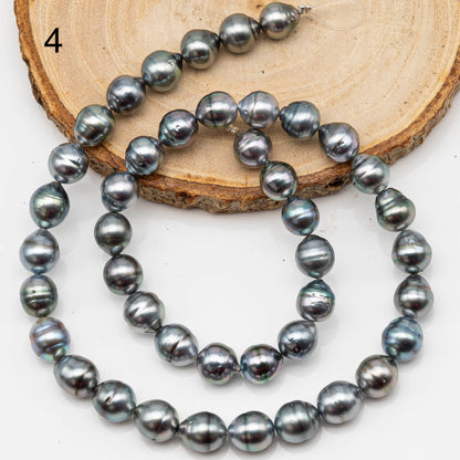 8-9mm Drop Tahitian Pearl in Full Strand with Gray and Blue Hue Natural Color and High Luster,  With  Minor Blemishes, SKU # 2446TH