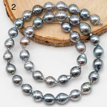 8-9mm Drop Tahitian Pearl in Full Strand with Silver Blue Natural Color and High Luster, With  Minor Blemishes, SKU # 2447TH
