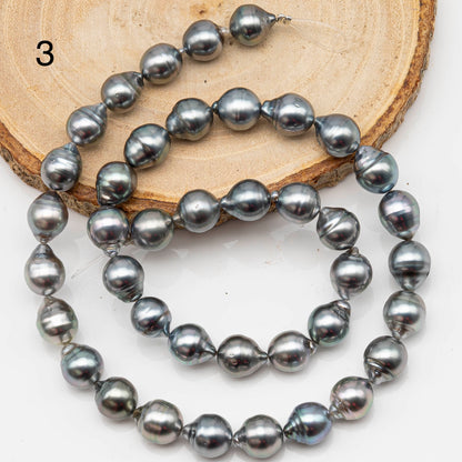 8-9mm Drop Tahitian Pearl in Full Strand with Silver Blue Natural Color and High Luster, With  Minor Blemishes, SKU # 2447TH