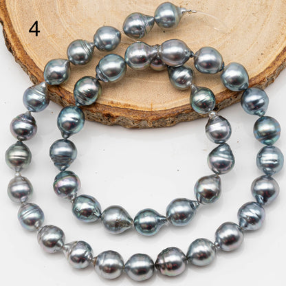 8-9mm Drop Tahitian Pearl in Full Strand with Silver Blue Natural Color and High Luster, With  Minor Blemishes, SKU # 2447TH