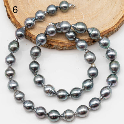 8-9mm Drop Tahitian Pearl in Full Strand with Silver Blue Natural Color and High Luster, With  Minor Blemishes, SKU # 2447TH