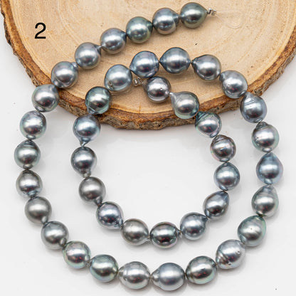 8-9mm Drop Tahitian Pearl in Full Strand with Silver Blue Natural Color and High Luster, With  Minor Blemishes, SKU # 2449TH