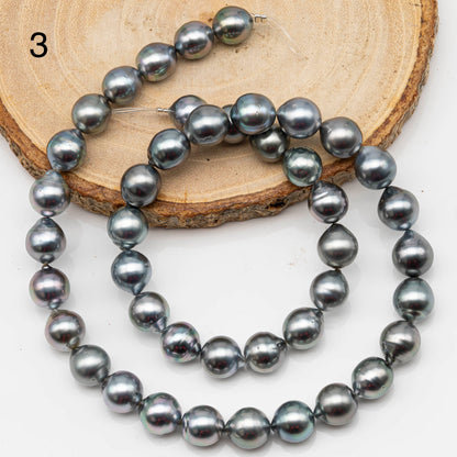 8-9mm Drop Tahitian Pearl in Full Strand with Silver Blue Natural Color and High Luster, With  Minor Blemishes, SKU # 2449TH