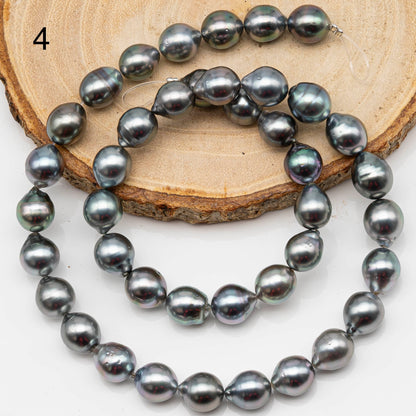 8-9mm Drop Tahitian Pearl in Full Strand with Silver Blue Natural Color and High Luster, With  Minor Blemishes, SKU # 2449TH