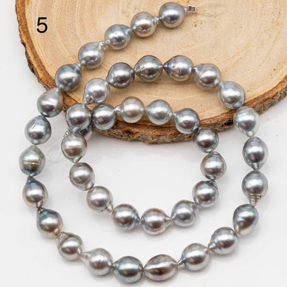 8-9mm Drop Tahitian Pearl in Full Strand with Silver Blue Natural Color and High Luster, With  Minor Blemishes, SKU # 2449TH