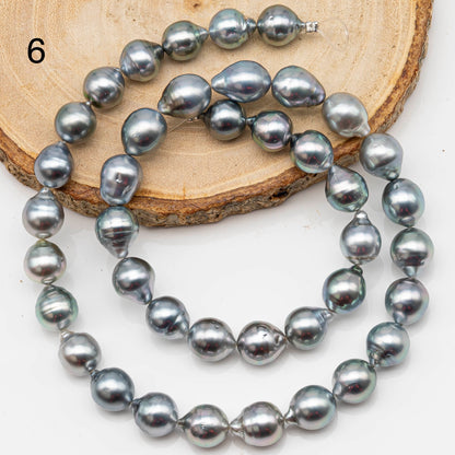 8-9mm Drop Tahitian Pearl in Full Strand with Silver Blue Natural Color and High Luster, With  Minor Blemishes, SKU # 2449TH