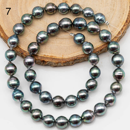 8-9mm Drop Tahitian Pearl in Full Strand with Silver Blue Natural Color and High Luster, With  Minor Blemishes, SKU # 2449TH