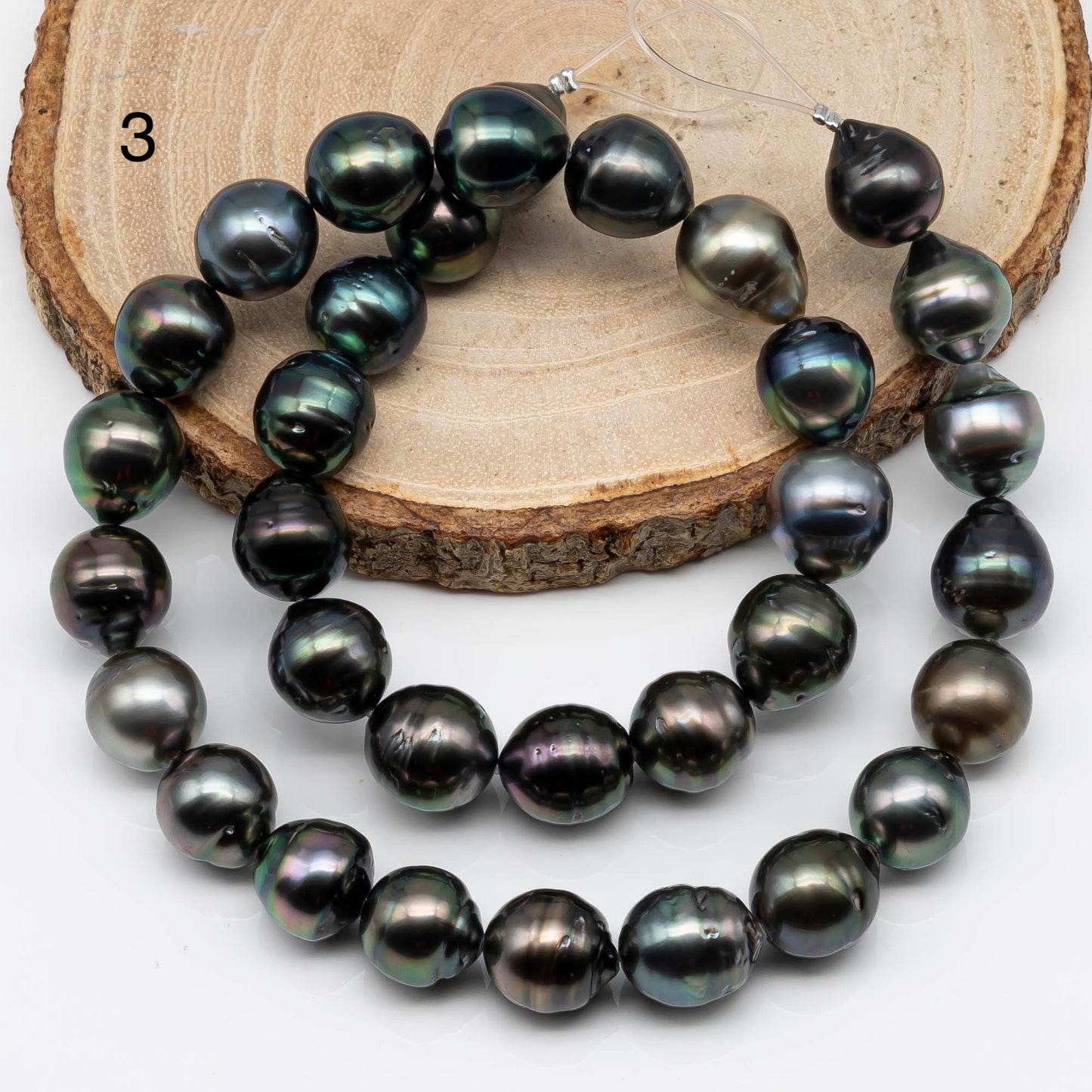 11-12mm Tahitian Pearl in Full Strand with All Natural Color with High Luster for Jewelry Making, SKU# 1843TH