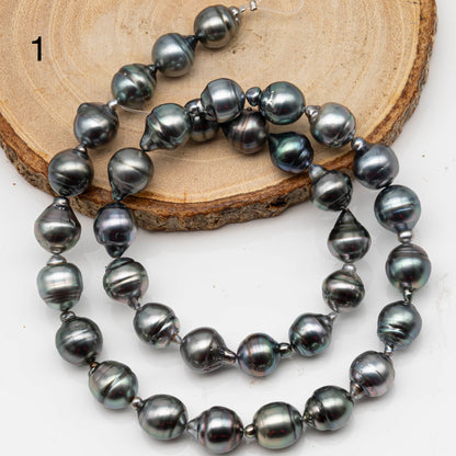 9-10mm Drop Tahitian Pearl in Full Strand with Natural Color and High Luster, With  Minor Blemishes, SKU # 2452TH