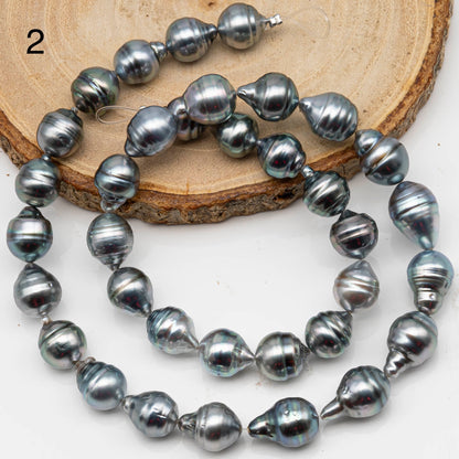 9-10mm Drop Tahitian Pearl in Full Strand with Natural Color and High Luster, With  Minor Blemishes, SKU # 2452TH