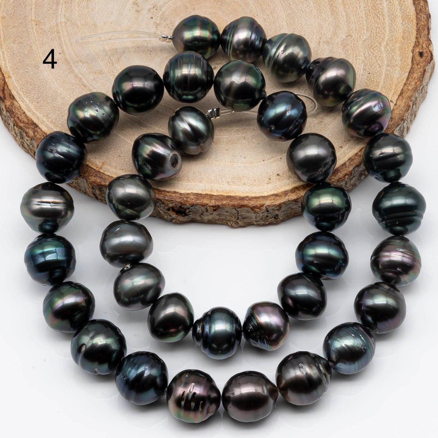 11-12mm Tahitian Pearl Bead with High Luster, In Full Strand with Blemishes for Jewelry Making, SKU # 1844TH