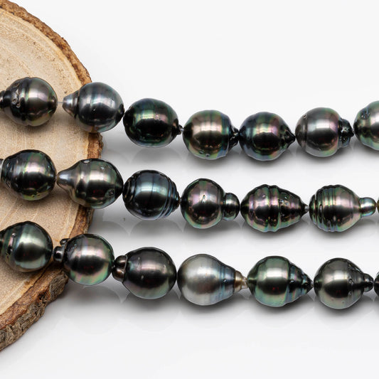 11-12mm Round Tahitian Pearl in Full Strand with Natural Color and High Luster, For Jewelry Making with Blemishes, SKU # 1845TH