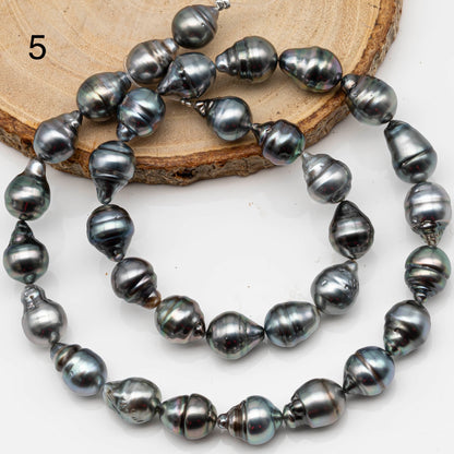 9-10mm Drop Tahitian Pearl in Full Strand with Natural Color and High Luster, With  Minor Blemishes, SKU # 2452TH