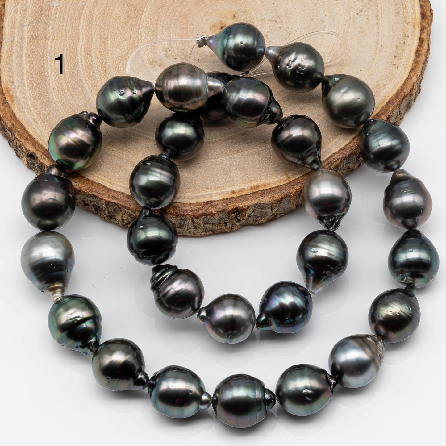 11-12mm Round Tahitian Pearl in Full Strand with Natural Color and High Luster, For Jewelry Making with Blemishes, SKU # 1845TH