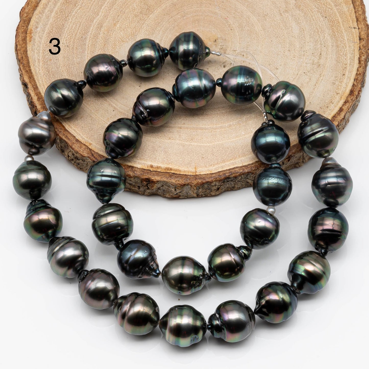 11-12mm Round Tahitian Pearl in Full Strand with Natural Color and High Luster, For Jewelry Making with Blemishes, SKU # 1845TH