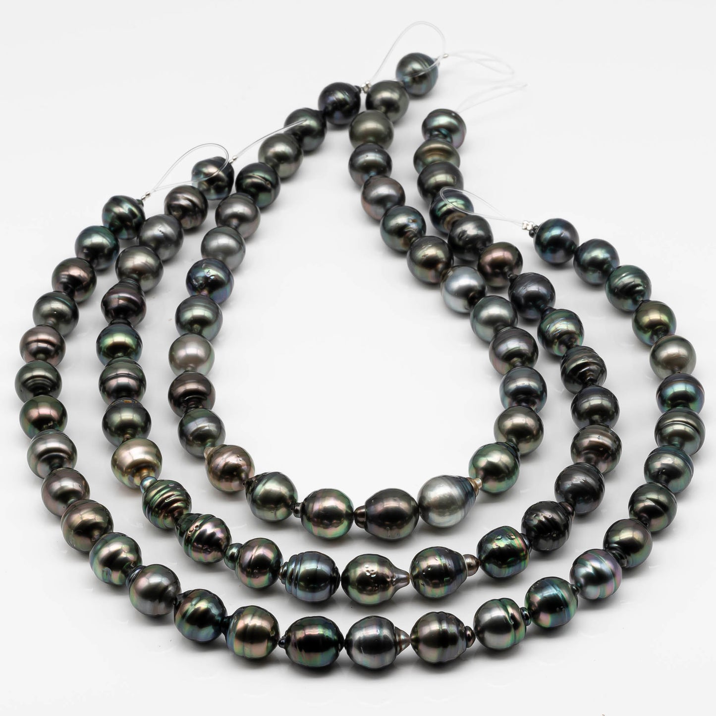 11-12mm Round Tahitian Pearl in Full Strand with Natural Color and High Luster, For Jewelry Making with Blemishes, SKU # 1845TH