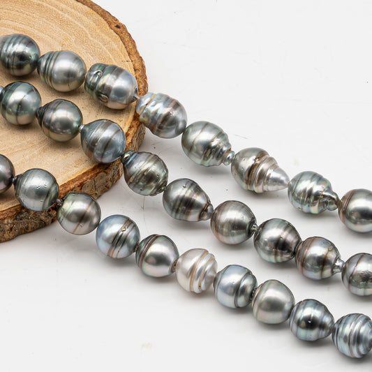 11-12mm Tahitian Pearl in Full Strand, Natural Colors with High Luster, for Jewelry Making, SKU # 2977TH
