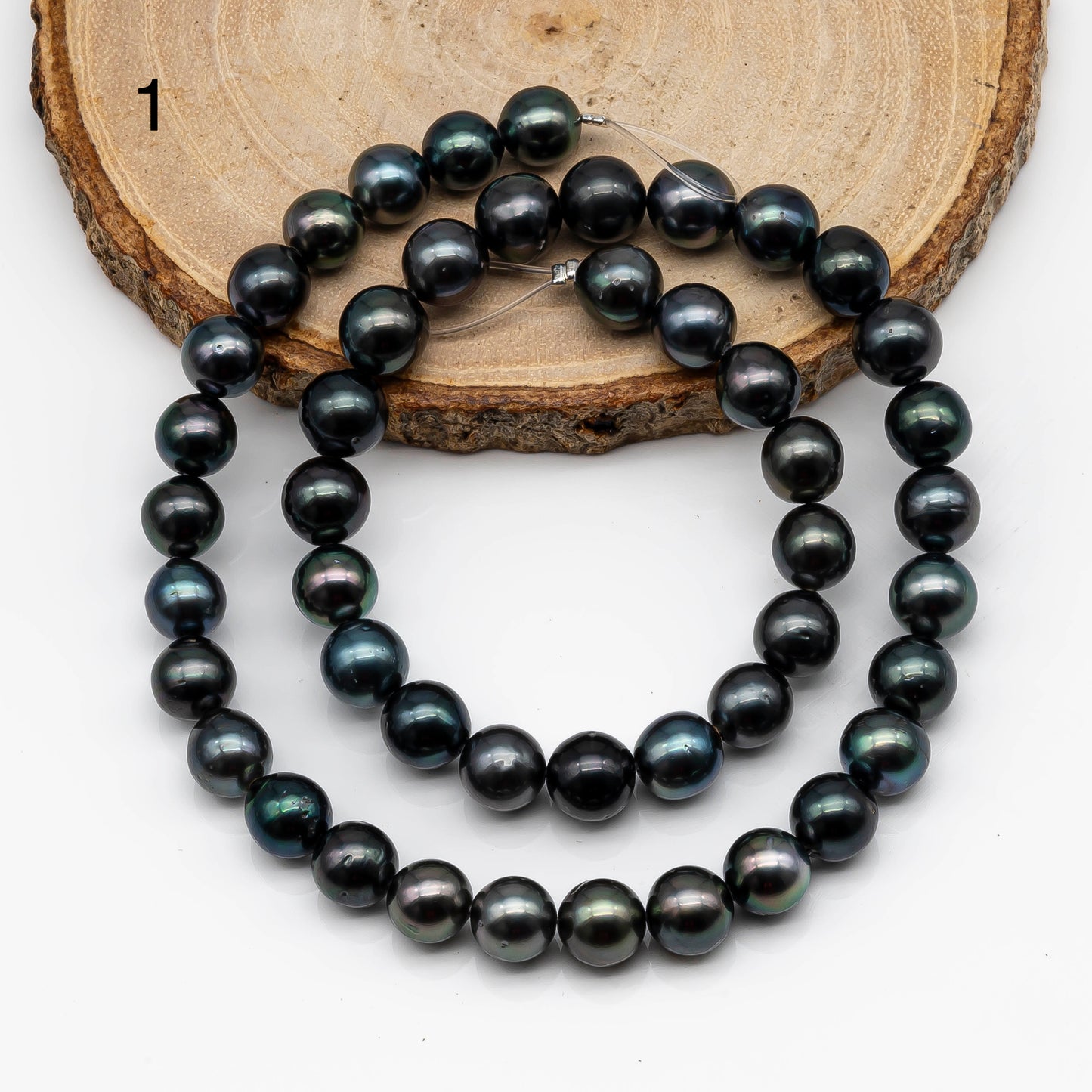 8-9mm Round Tahitian Pearl in Full Strand with Natural Color and High Luster, For Jewelry Making, SKU # 2066TH