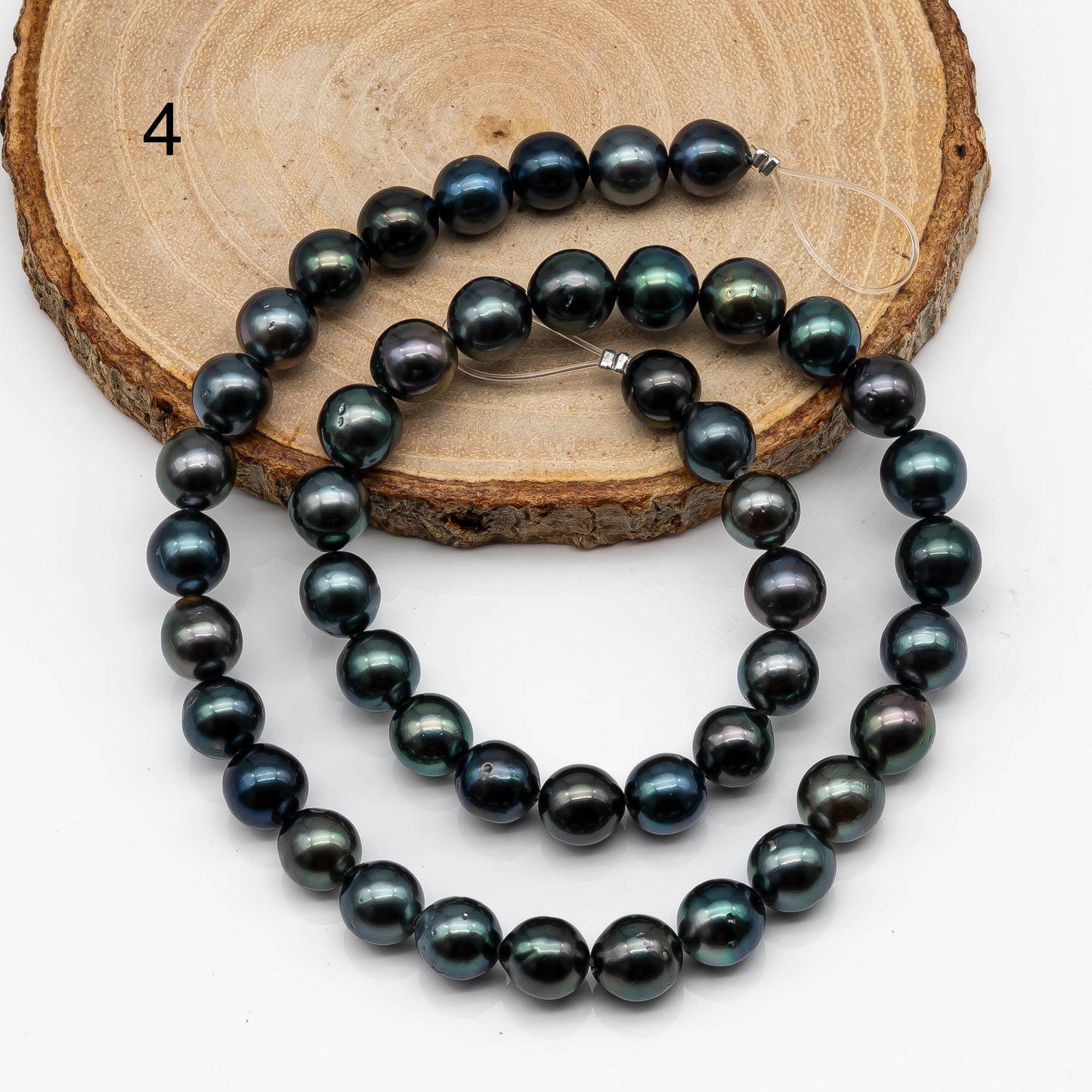 8-9mm Round Tahitian Pearl in Full Strand with Natural Color and High Luster, For Jewelry Making, SKU # 2066TH