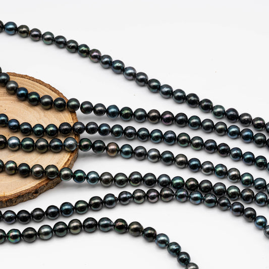 8-9mm Tahitian Pearl in Full Strand with Natural Color and High Luster, For Jewelry Making with Blemishes, SKU # 2067TH