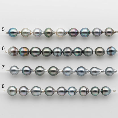 9-10mm Tahitian Pearl in Short Strand with All Natural Color with High Luster for Jewelry Making, SKU# 2471TH