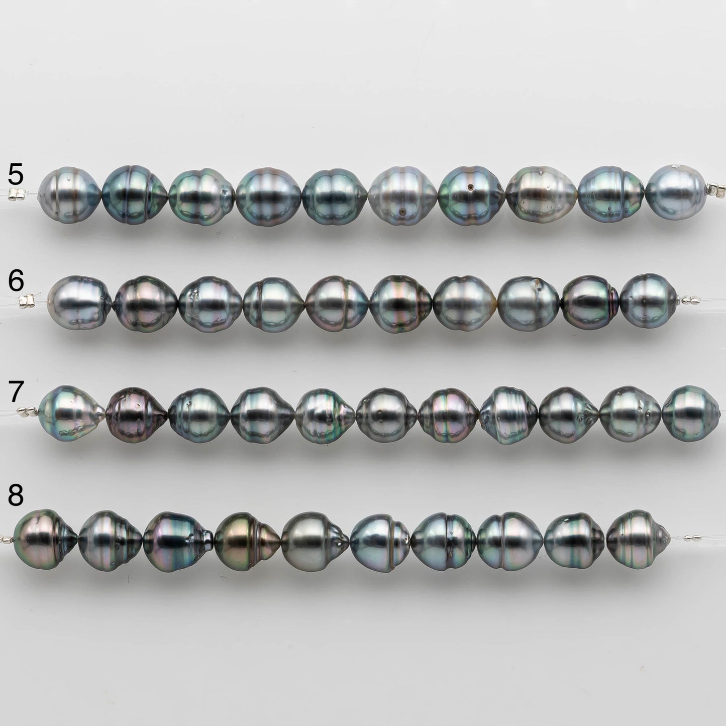 9-10mm Tahitian Pearl in Short Strand with All Natural Color with High Luster for Jewelry Making, SKU# 2472TH