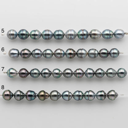 9-10mm Tahitian Pearl in Short Strand with All Natural Color with High Luster for Jewelry Making, SKU# 2472TH