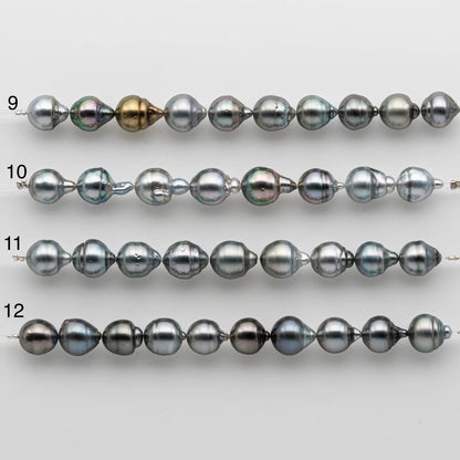 9-10mm Tahitian Pearl in Short Strand with All Natural Color with High Luster for Jewelry Making, SKU# 2472TH
