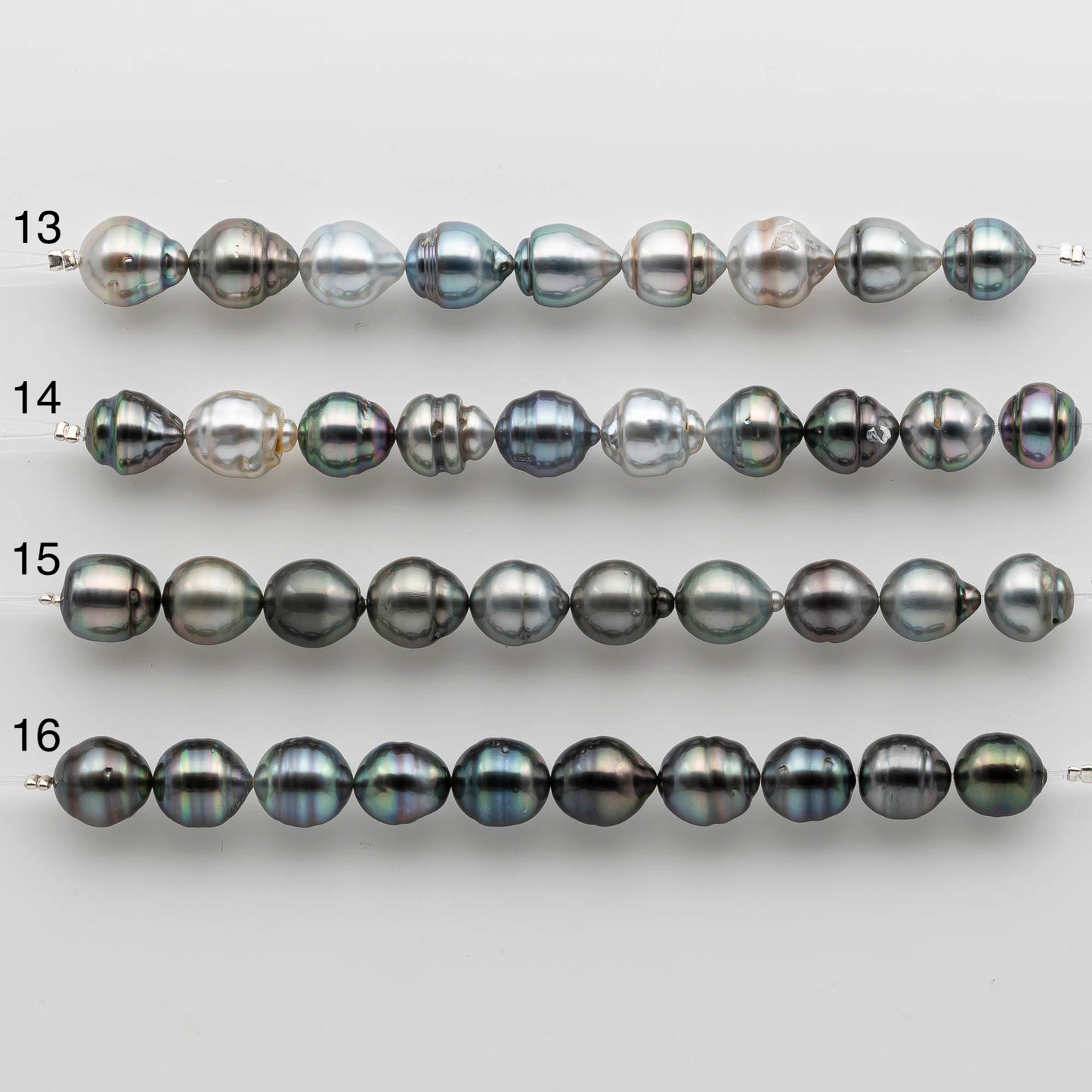 9-10mm Tahitian Pearl in Short Strand with All Natural Color with High Luster for Jewelry Making, SKU# 2472TH