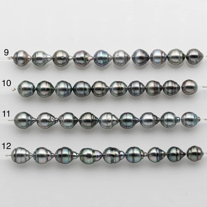9-10mm Tahitian Pearl in Short Strand with All Natural Color with High Luster for Jewelry Making, SKU# 2470TH