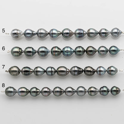 9-10mm Tahitian Pearl in Short Strand with All Natural Color with High Luster for Jewelry Making, SKU# 2470TH