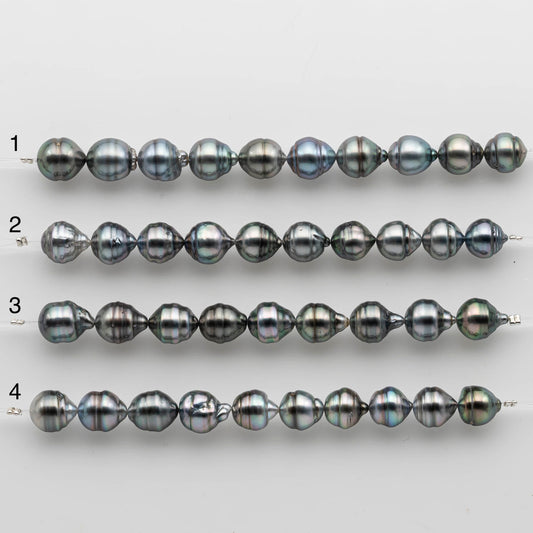 9-10mm Tahitian Pearl in Short Strand with All Natural Color with High Luster for Jewelry Making, SKU# 2470TH