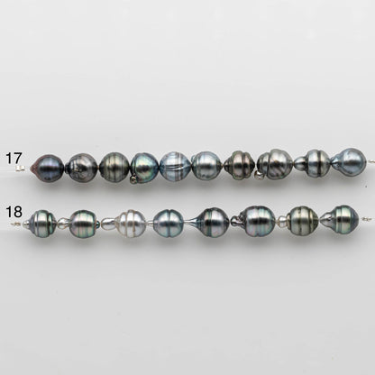 9-10mm Tahitian Pearl in Short Strand with All Natural Color with High Luster for Jewelry Making, SKU# 2470TH