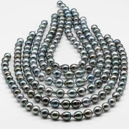 10-11mm Drop Tahitian Pearl in Full Strand Natural Color and High Luster, With  Minor Blemishes, SKU # 2474TH