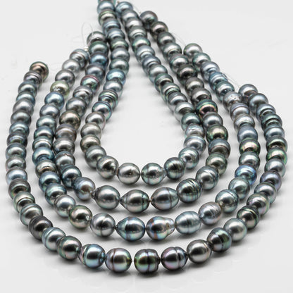 10-11mm Drop Tahitian Pearl in Full Strand with Silver Natural Color and High Luster, With  Minor Blemishes, SKU # 2475TH