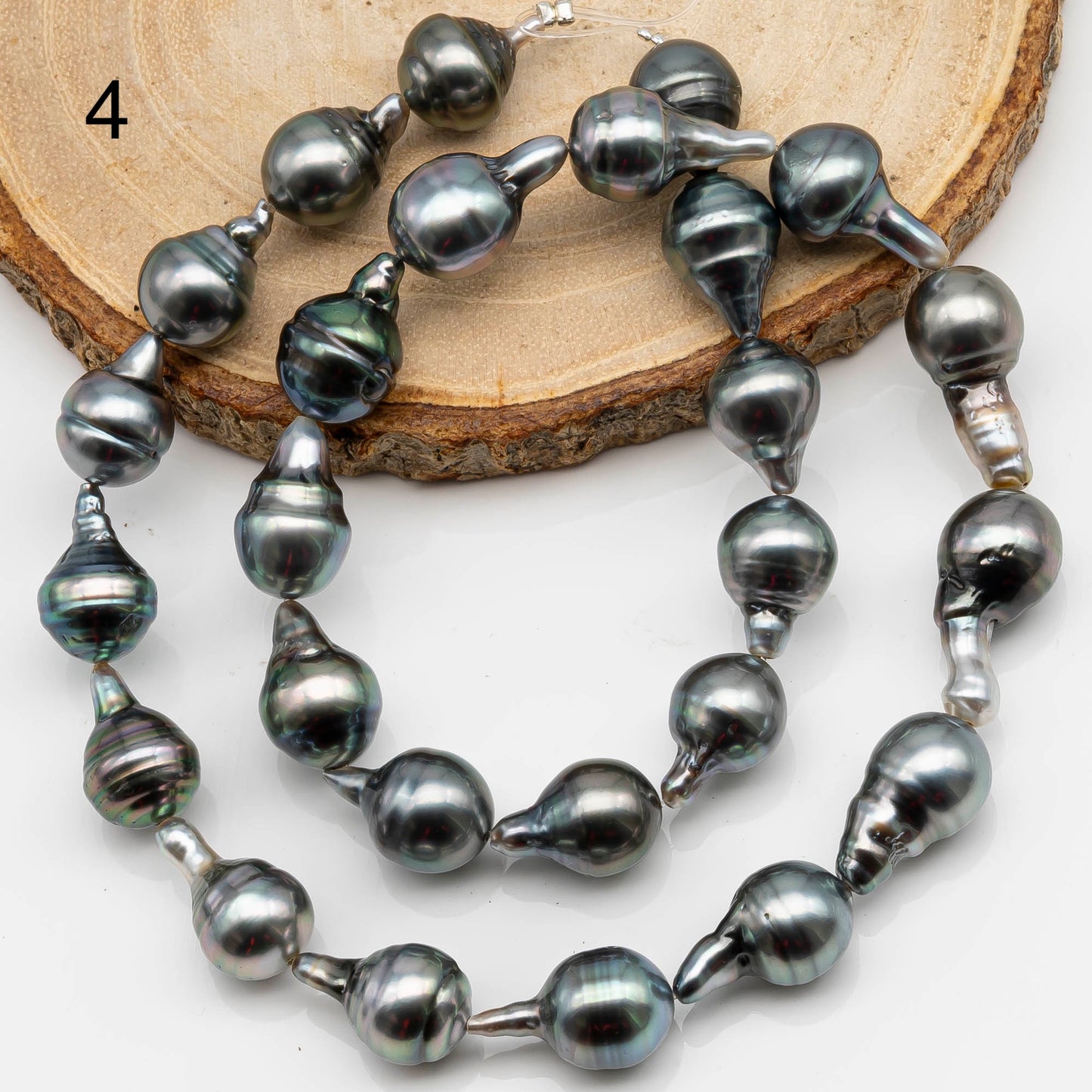 10-11mm Circle Tahitian Pearl in Full Strand with Gray and Blue Hue Natural Color and High Luster, With  Minor Blemishes, SKU # 2473TH