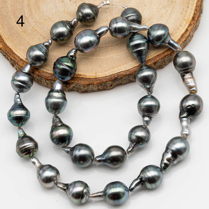 10-11mm Circle Tahitian Pearl in Full Strand with Gray and Blue Hue Natural Color and High Luster, With  Minor Blemishes, SKU # 2473TH
