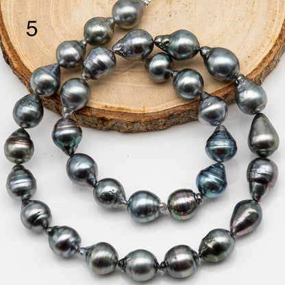 10-11mm Drop Tahitian Pearl in Full Strand Natural Color and High Luster, With  Minor Blemishes, SKU # 2474TH