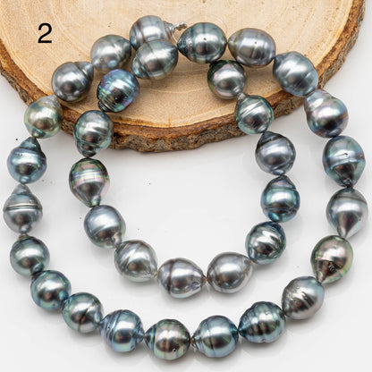 10-11mm Drop Tahitian Pearl in Full Strand with Silver Natural Color and High Luster, With  Minor Blemishes, SKU # 2475TH