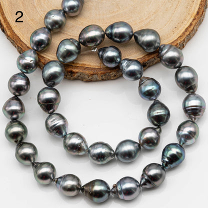 10-11mm Drop Tahitian Pearl in Full Strand with Gray and Blue Hue Natural Color and High Luster, With  Minor Blemishes, SKU # 2476TH