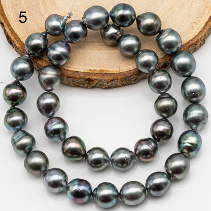10-11mm Drop Tahitian Pearl in Full Strand with Gray and Blue Hue Natural Color and High Luster, With  Minor Blemishes, SKU # 2476TH