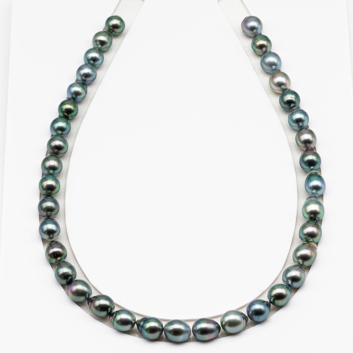 9-10mm Tahitian Pearl in Full Strand (No Hole), Natural Colors with High Luster, Temporarily Strung Pearls for Jewelry Making, SKU # 3188TH