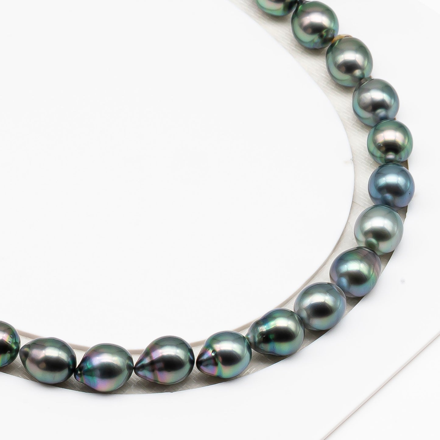 9-10mm Tahitian Pearl in Full Strand (No Hole), Natural Colors with High Luster, Temporarily Strung Pearls for Jewelry Making, SKU # 3188TH