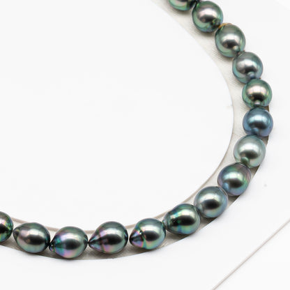 9-10mm Tahitian Pearl in Full Strand (No Hole), Natural Colors with High Luster, Temporarily Strung Pearls for Jewelry Making, SKU # 3188TH