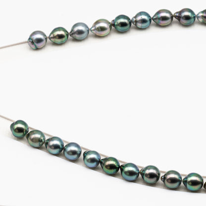 9-10mm Tahitian Pearl in Full Strand (No Hole), Natural Colors with High Luster, Temporarily Strung Pearls for Jewelry Making, SKU # 3188TH