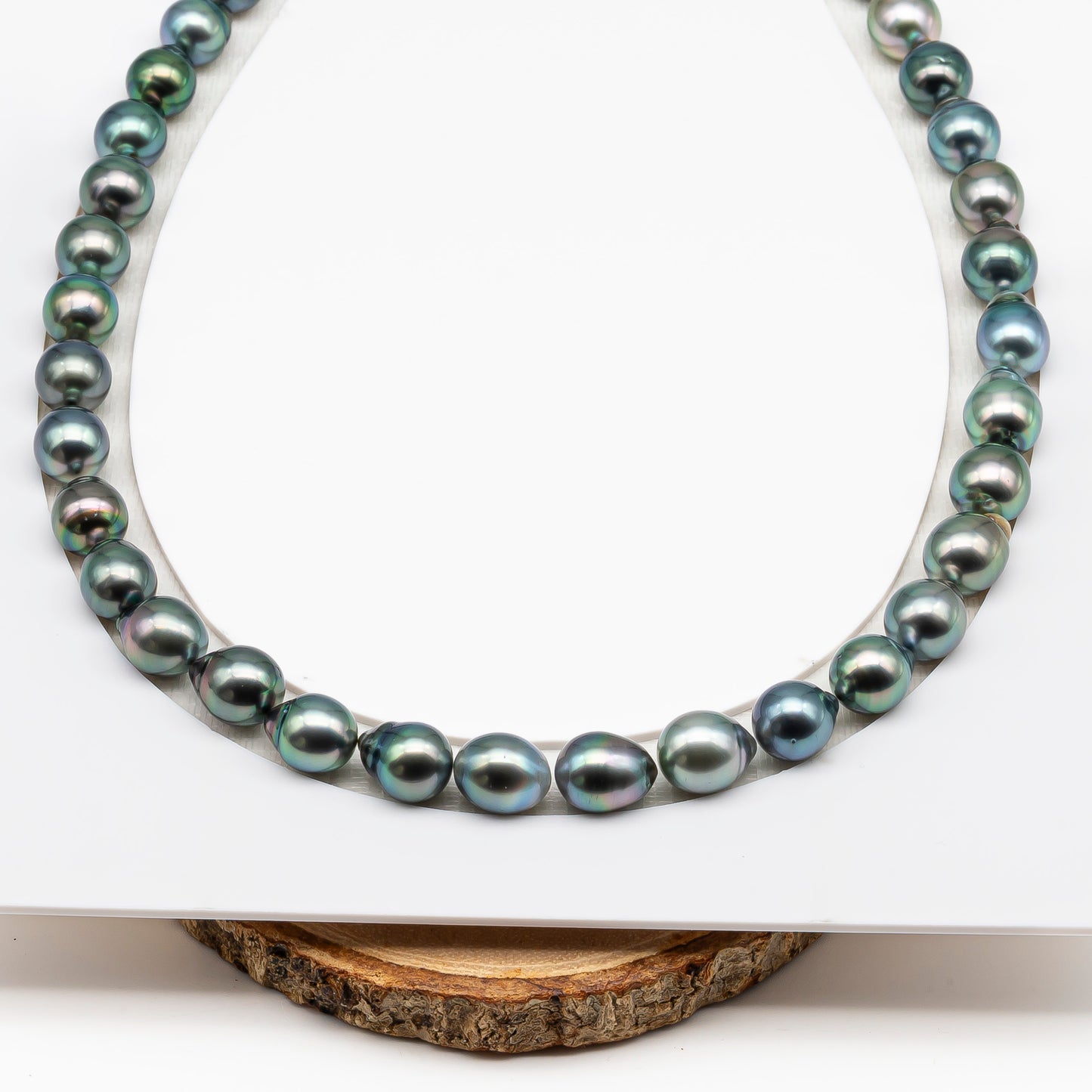 9-10mm Tahitian Pearl in Full Strand (No Hole), Natural Colors with High Luster, Temporarily Strung Pearls for Jewelry Making, SKU # 3188TH
