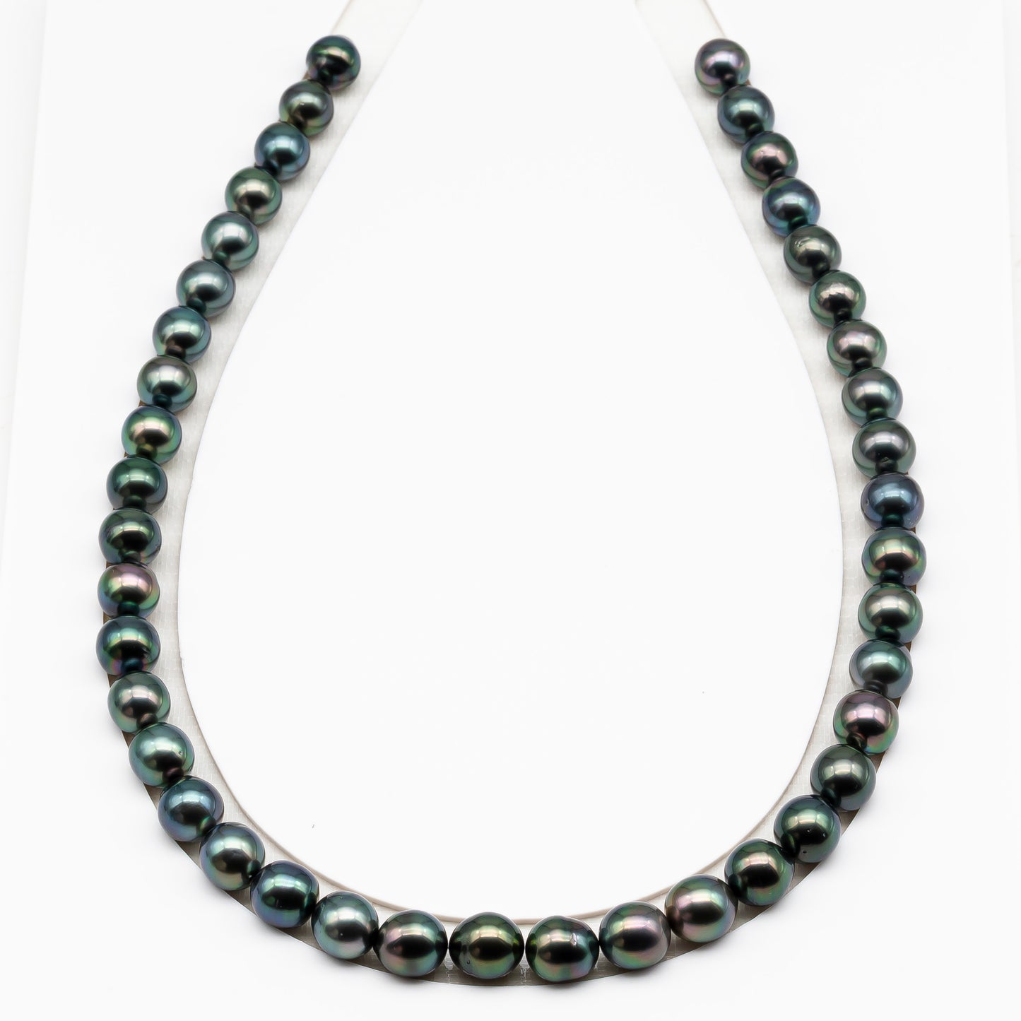 9-10mm Tahitian Pearl in Full Strand (No Hole), Natural Colors with High Luster, Temporarily Strung Pearls for Jewelry Making, SKU # 3189TH
